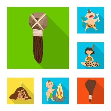 Isolated object of evolution and prehistory symbol. Collection of evolution and Stock Illustration