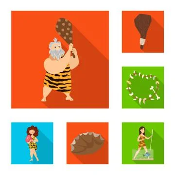 Isolated object of evolution and prehistory icon. Set of evolution and Illustrazione stock