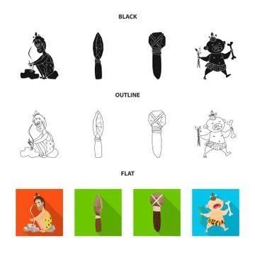 Isolated object of evolution and prehistory sign. Collection of evolution and Stock Illustration