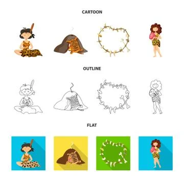 Isolated object of evolution and prehistory icon. Collection of evolution and Illustrazione stock