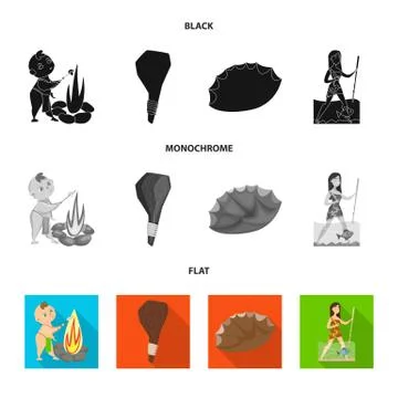 Isolated object of evolution and prehistory icon. Collection of evolution and Stock Illustration