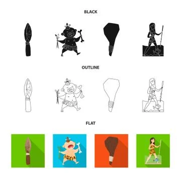 Isolated object of evolution and prehistory icon. Collection of evolution and Stock Illustration