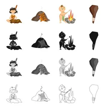 Isolated object of evolution and prehistory logo. Collection of evolution and Stock Illustration