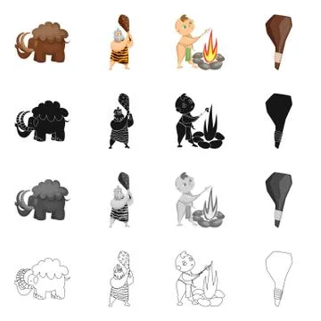 Isolated object of evolution and prehistory logo. Set of evolution and Stock Illustration