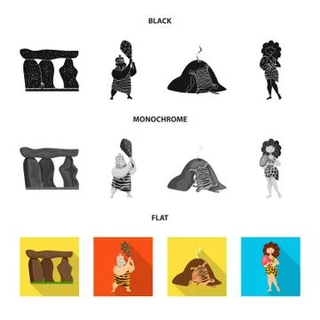 Isolated object of evolution and prehistory logo. Set of evolution and Stock Illustration