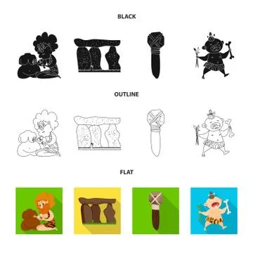 Isolated object of evolution and prehistory icon. Collection of evolution and Stock Illustration