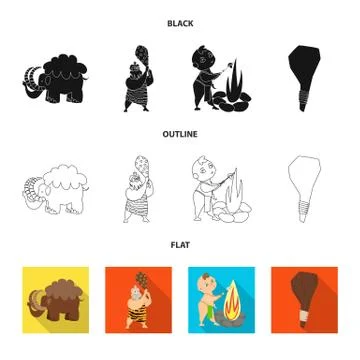 Isolated object of evolution and prehistory symbol. Collection of evolution and Stock Illustration