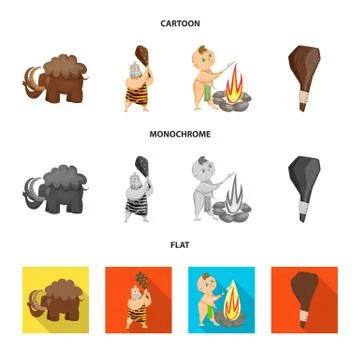 Isolated object of evolution and prehistory logo. Set of evolution and Stock Illustration