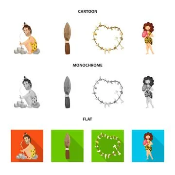 Isolated object of evolution and prehistory symbol. Set of evolution and Stock Illustration