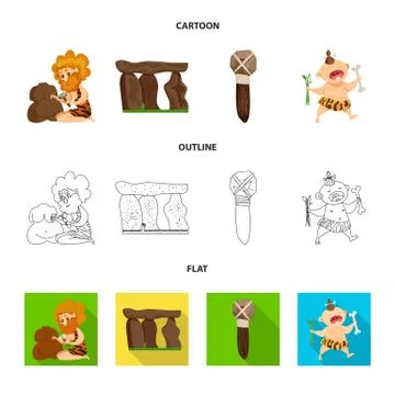 Isolated object of evolution and prehistory symbol. Set of evolution and Stock Illustration