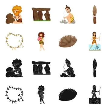 Isolated object of evolution and prehistory logo. Collection of evolution and Stock Illustration