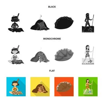 Isolated object of evolution and prehistory sign. Set of evolution and Stock Illustration