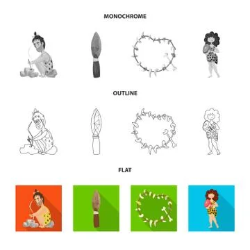 Isolated object of evolution and prehistory symbol. Set of evolution and Stock Illustration