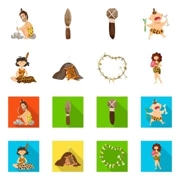 Isolated object of evolution and prehistory sign. Set of evolution and Stock-Illustration