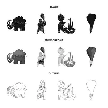 Isolated object of evolution and prehistory sign. Set of evolution and Stock Illustration