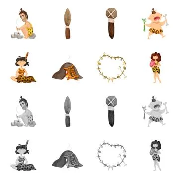 Isolated object of evolution and prehistory logo. Set of evolution and Stock Illustration