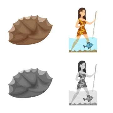 Isolated object of evolution and prehistory icon. Collection of evolution and Stock Illustration