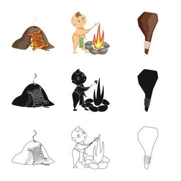 Isolated object of evolution and prehistory logo. Collection of evolution and Stock Illustration