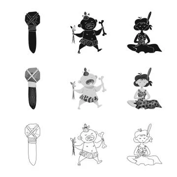 Isolated object of evolution and prehistory icon. Set of evolution and 스톡 일러스트