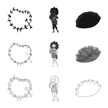 Isolated object of evolution and prehistory logo. Set of evolution and Stock Illustration