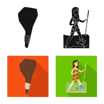 Isolated object of evolution and prehistory logo. Collection of evolution and Stock Illustration