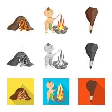 Isolated object of evolution and prehistory logo. Set of evolution and Stock Illustration