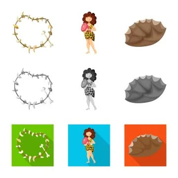 Isolated object of evolution and prehistory symbol. Collection of evolution and Illustrazione stock