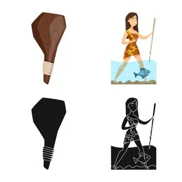 Isolated object of evolution and prehistory logo. Collection of evolution and Stock Illustration