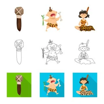 Isolated object of evolution and prehistory logo. Set of evolution and Stock Illustration