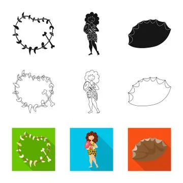 Isolated object of evolution and prehistory icon. Collection of evolution and Stock Illustration