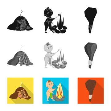 Isolated object of evolution and prehistory sign. Collection of evolution and Stock Illustration