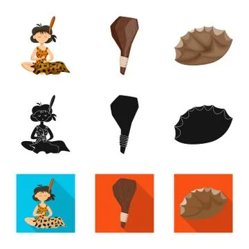 Isolated object of evolution and prehistory sign. Set of evolution and Stock Illustration