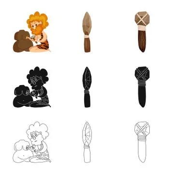 Isolated object of evolution and prehistory symbol. Set of evolution and 스톡 일러스트