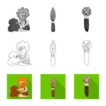 Isolated object of evolution and prehistory sign. Set of evolution and 스톡 일러스트