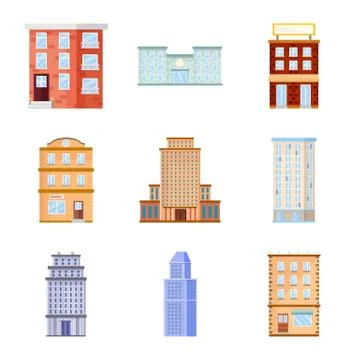 Isolated object of facade and building sign. Collection of facade and exterior Ilustración de archivo
