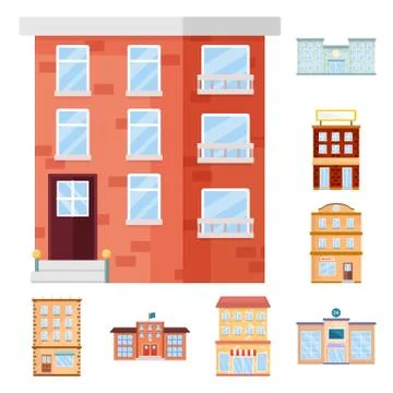 Isolated object of facade and building icon. Collection of facade and exterior Ilustración de archivo