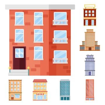 Isolated object of facade and building icon. Collection of facade and exterior Ilustración de archivo
