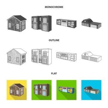 Isolated object of facade and housing icon. Set of facade and infrastructure Stock Illustration