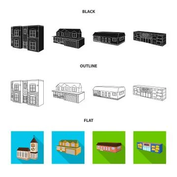 Isolated object of facade and housing logo. Collection of facade and Stock Illustration