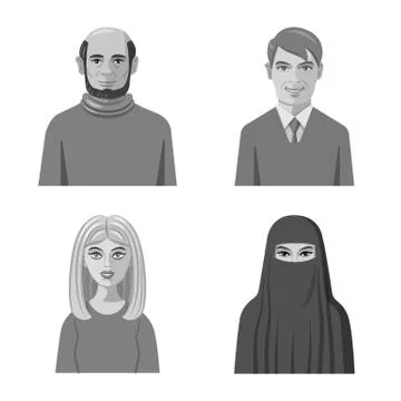 Isolated object of face and person icon. Set of face and portrait stock vector Stock Illustration