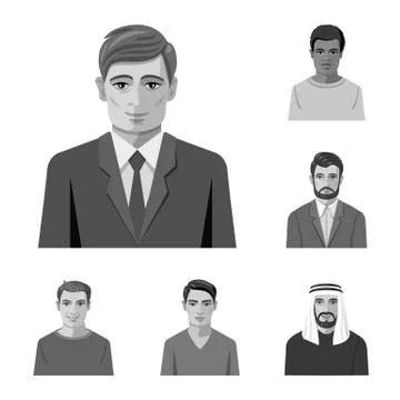 Isolated object of face and person icon. Set of face and portrait vector icon Stock Illustration