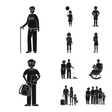 Isolated object of face and portrait logo. Collection of face and people stock Stock Illustration