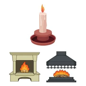 Isolated object of fire and flame icon. Set of fire and fireball vector icon for Stock Illustration
