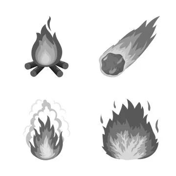 Isolated object of fire and flame symbol. Collection of fire and fireball vector Stock Illustration