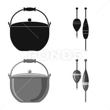 Isolated object of fish and fishing logo. Set of fish and equipment stock  symbol Illustration #95102160