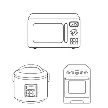Isolated object of food and inside sign. Collection of food and cooker stock Stock Illustration