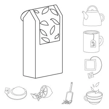 Isolated object of food and natural logo. Collection of food and black vector Stock Illustration