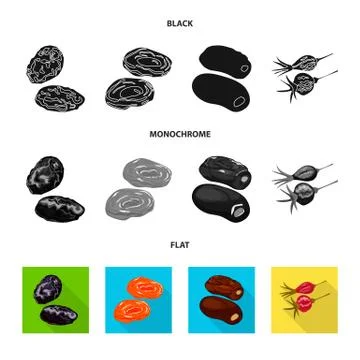 Isolated object of food and raw symbol. Collection of food and nature stock Stock Illustration