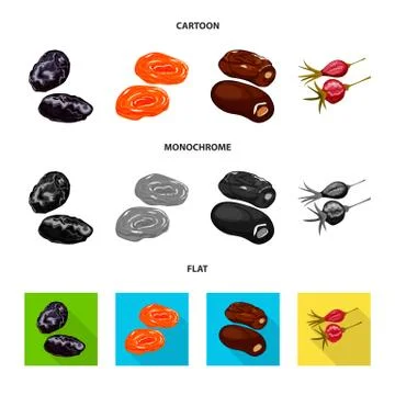 Isolated object of food and raw logo. Set of food and nature stock symbol for Stock Illustration