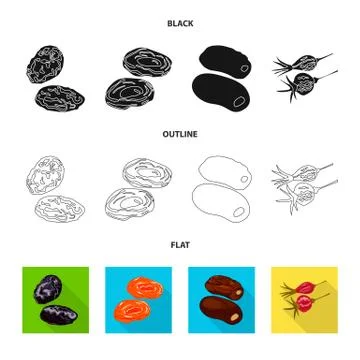 Isolated object of food and raw sign. Set of food and nature vector icon for Stock Illustration